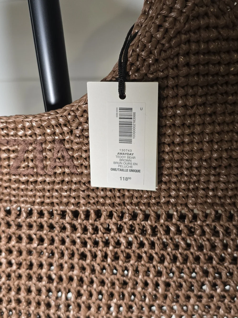 Aritzia Awayday Teddy Bear Brown Raffia Tote NWT SOLD OUT TRENDING - Picture 4 of 5